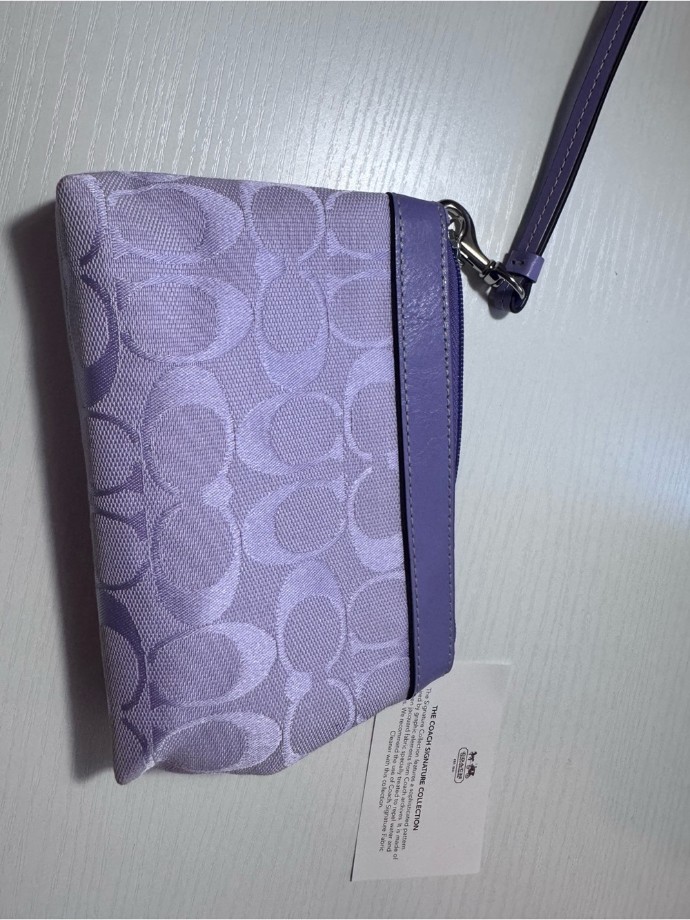 Coach Lavender Signature Wristlet with Leather Trim - Picture 4 of 7